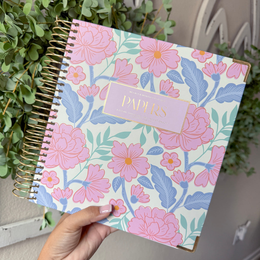 floral planner, pink planner, planner, weekly planner