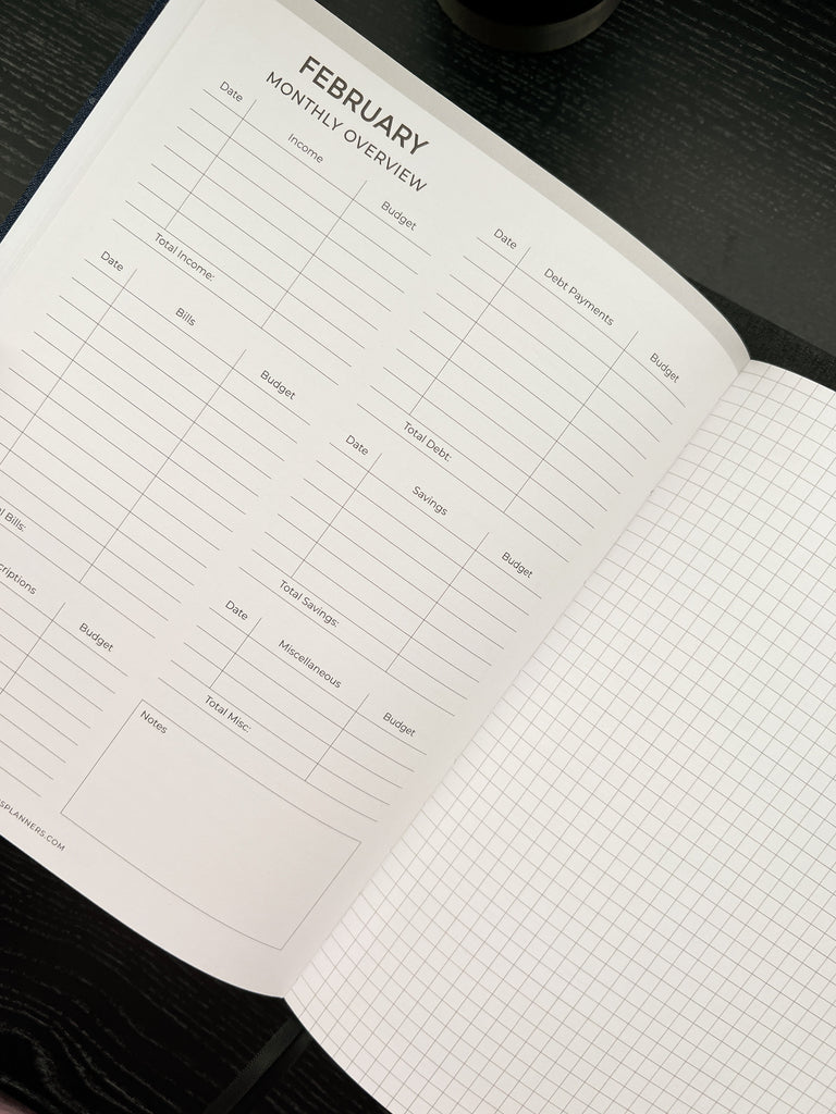 Men’s budget planner interior pages — includes expense tracker and goal setting templates.