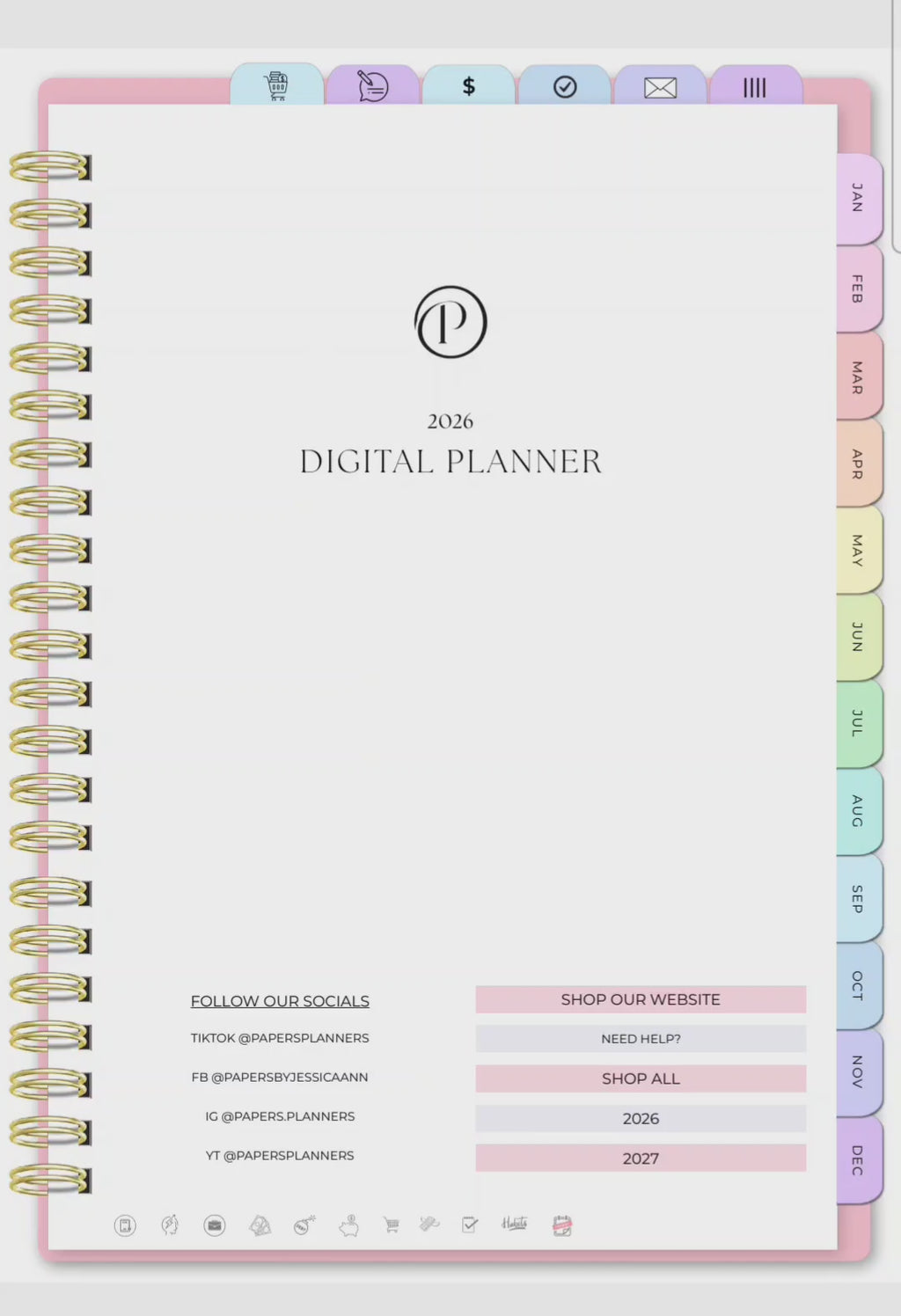 Digital planner click thru